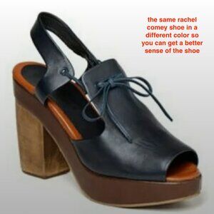 Rachel Comey - "Coral Heel" - Camel nubuck mule style shoes with navy blue ties